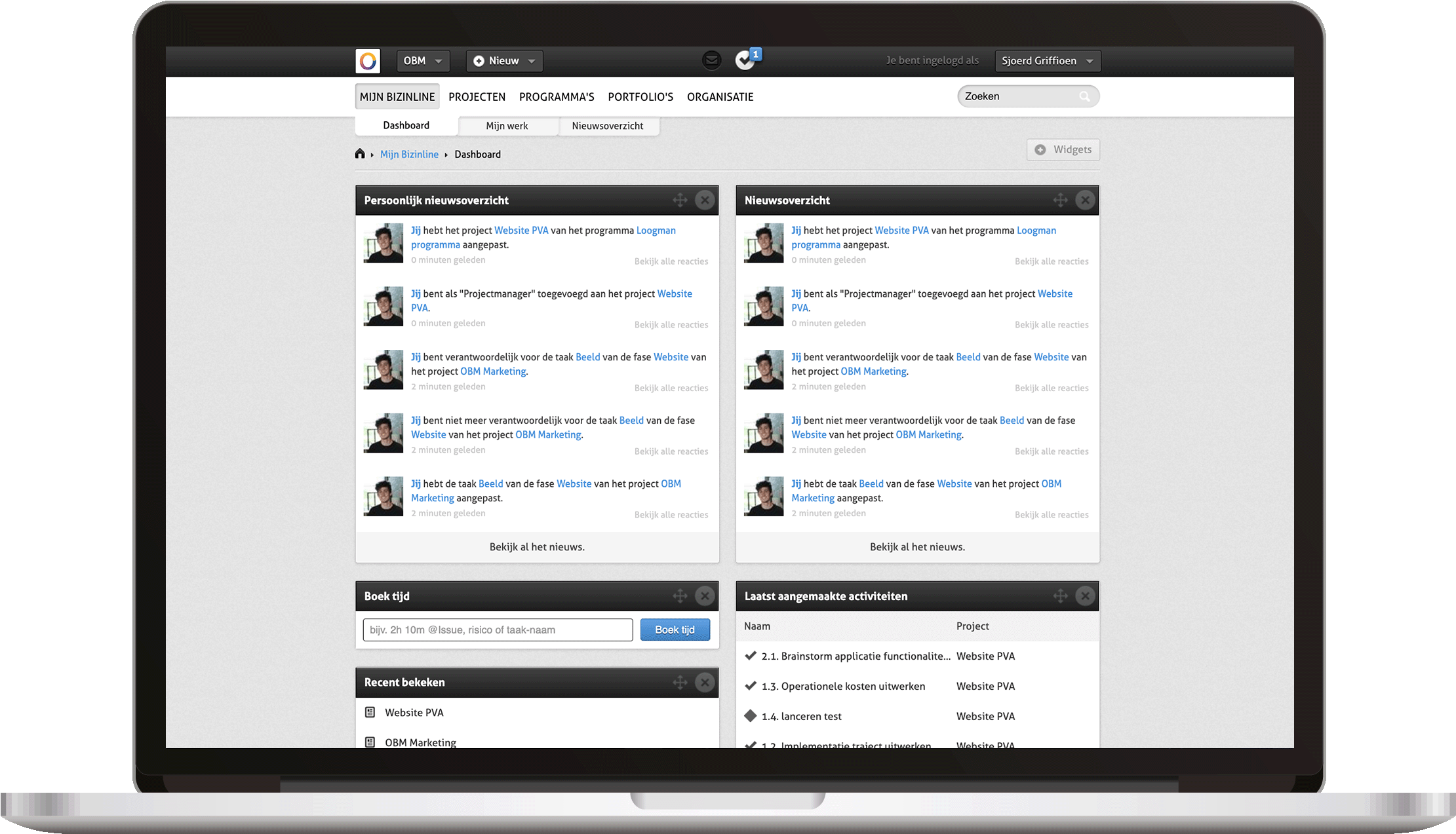 Bizinline Example Dashboard