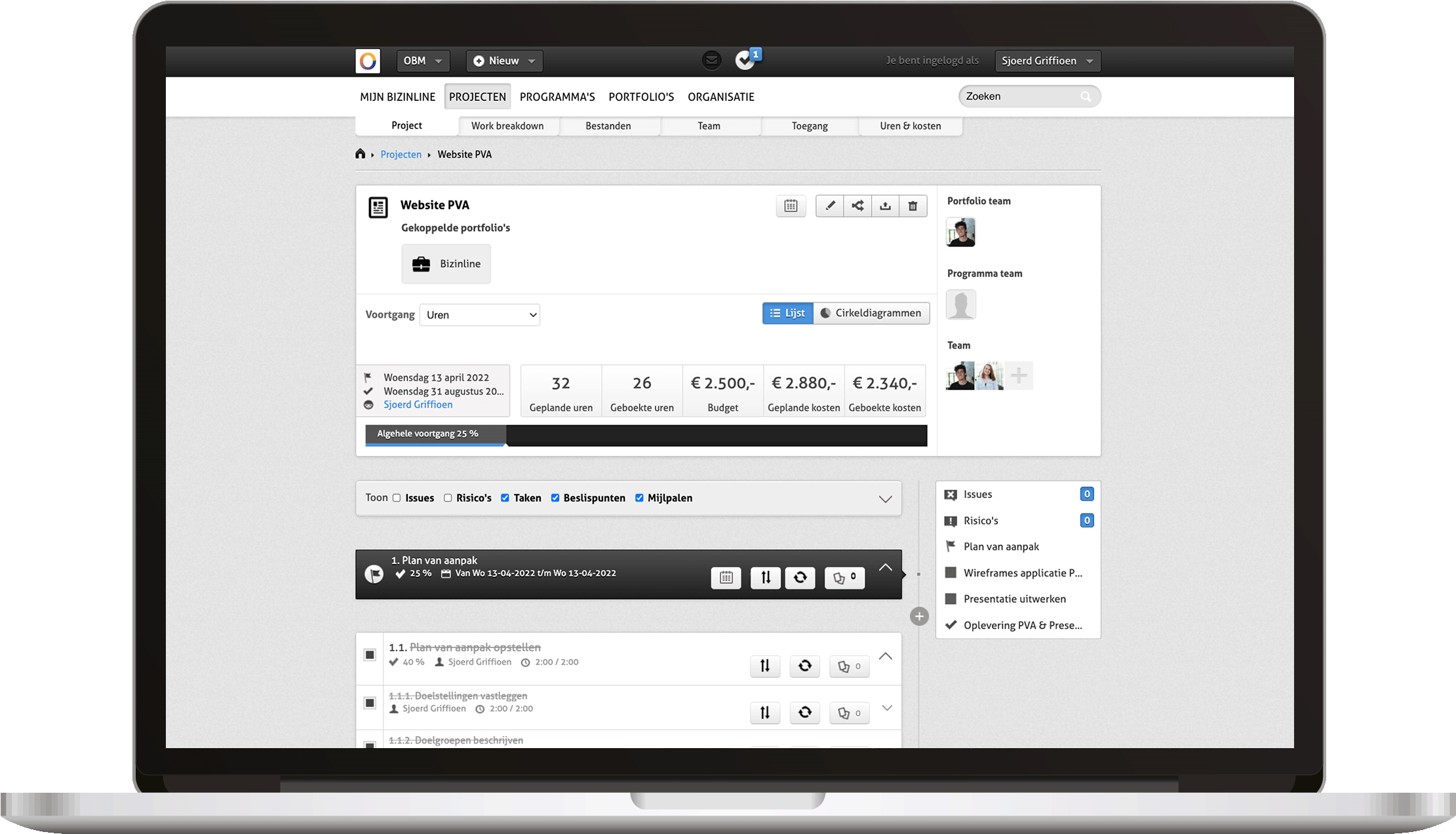 Bizinline Example Dashboard